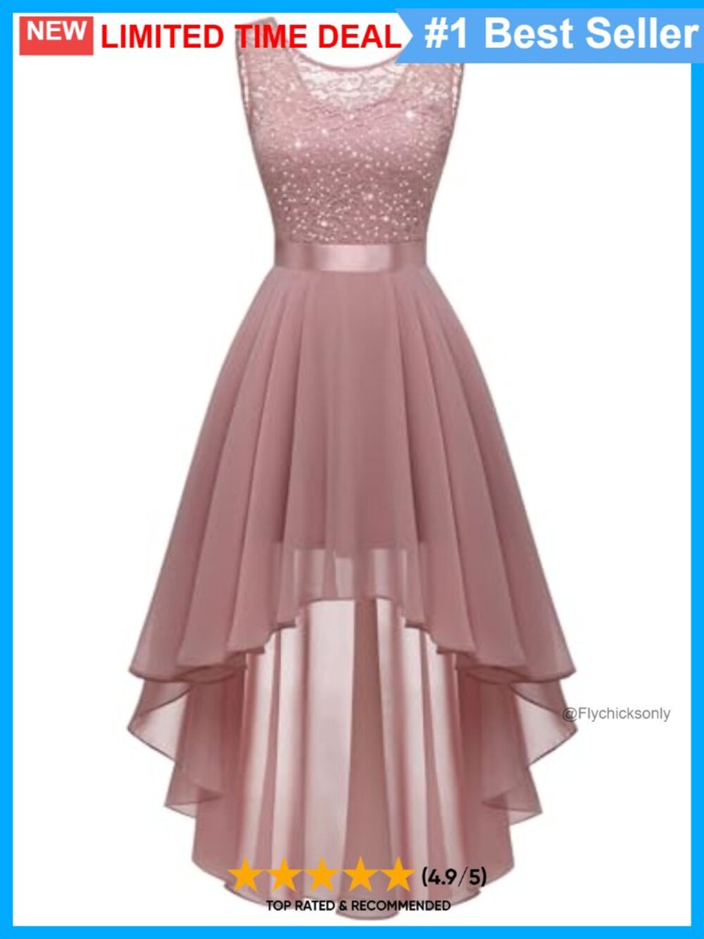 Sequin Lace High Low Cocktail Dress Sleeveless Formal Party